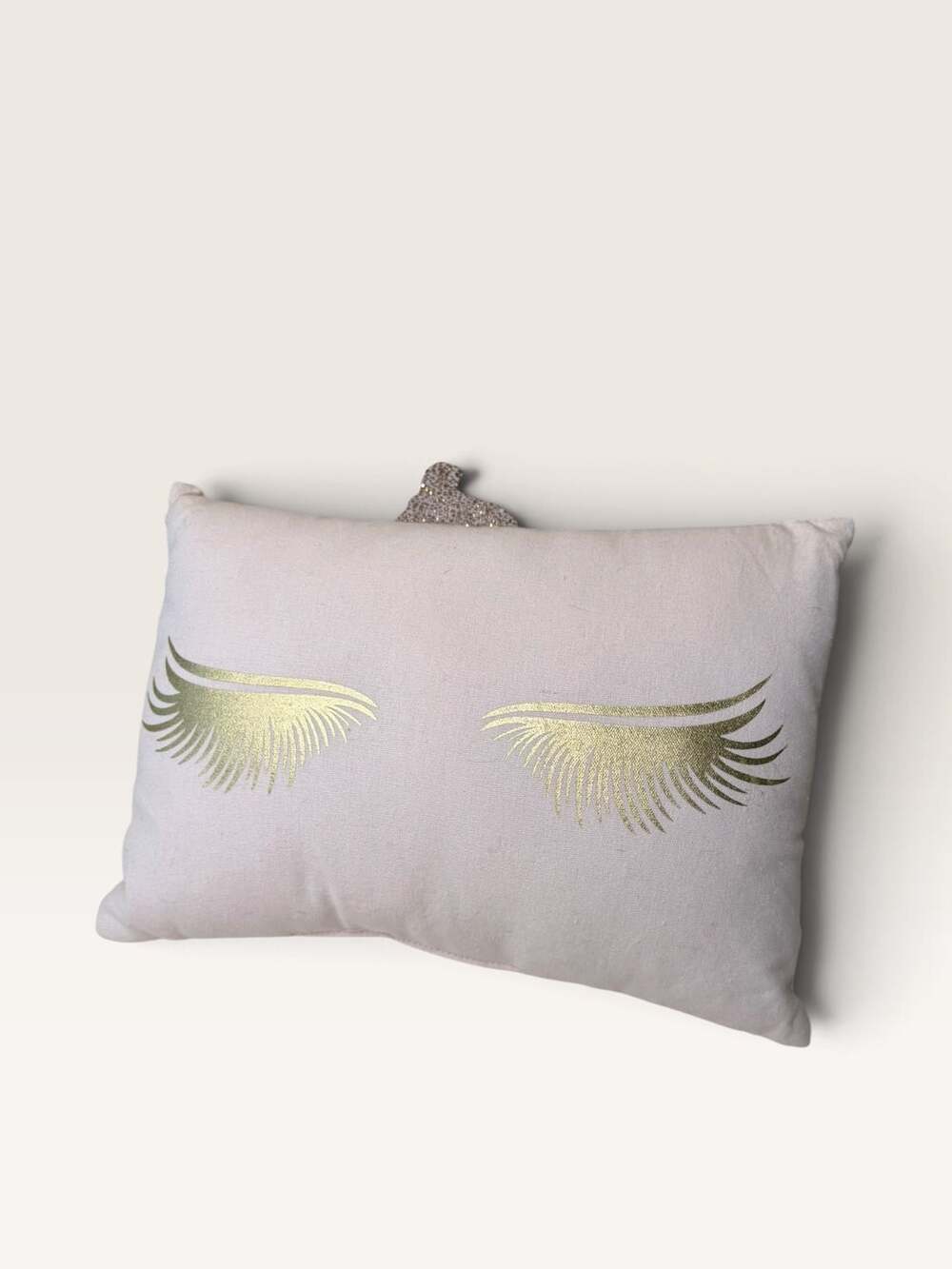 Mina Victory Throw Pillow Size 12x8 Pink Gold Eyelashes